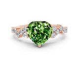 Rose gold Heart Cut Diamond Cluster Pavé Band with Four-Prong Setting