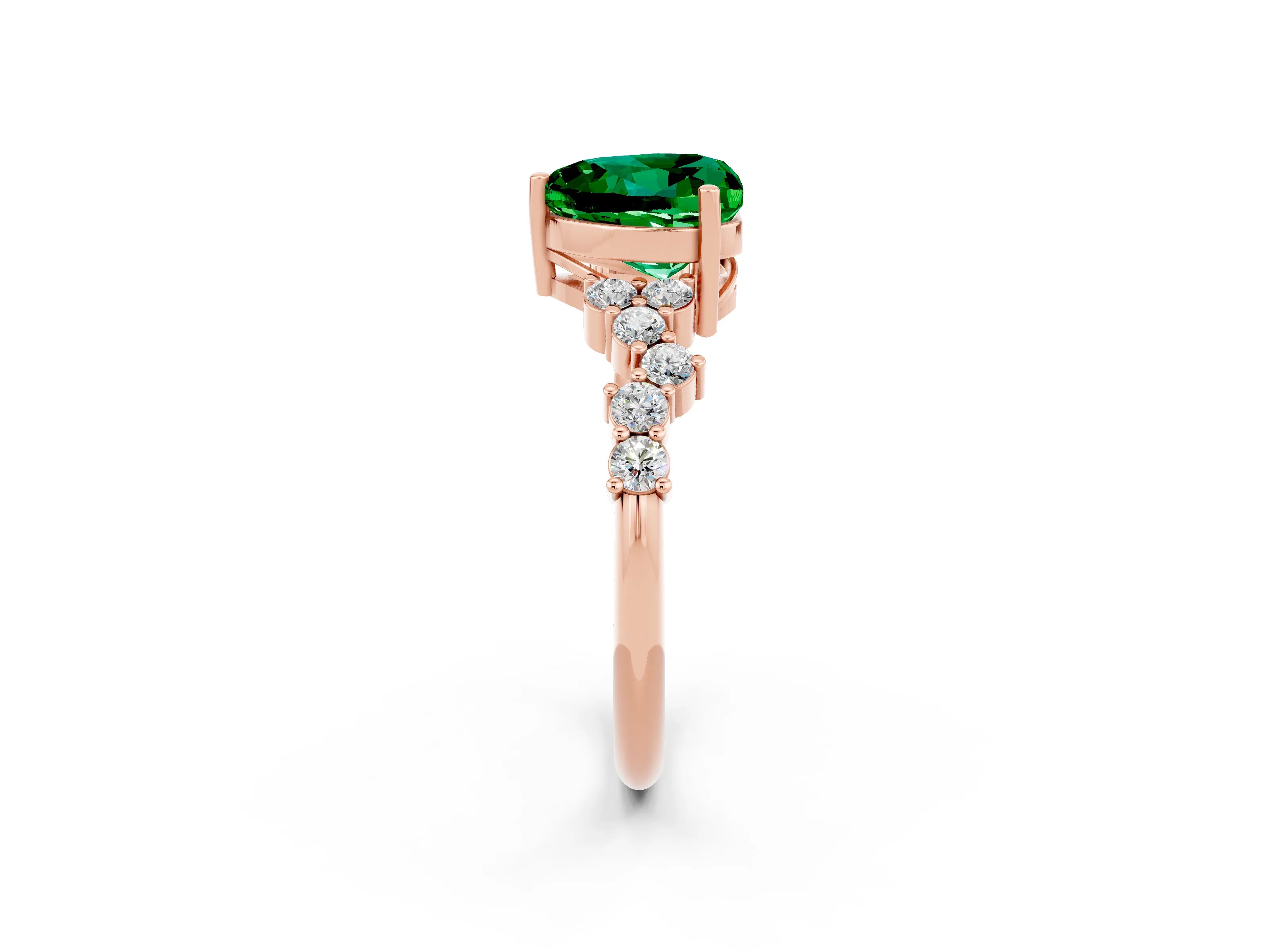 Rose gold Heart Cut Diamond Cluster Pavé Band with Four-Prong Setting_8