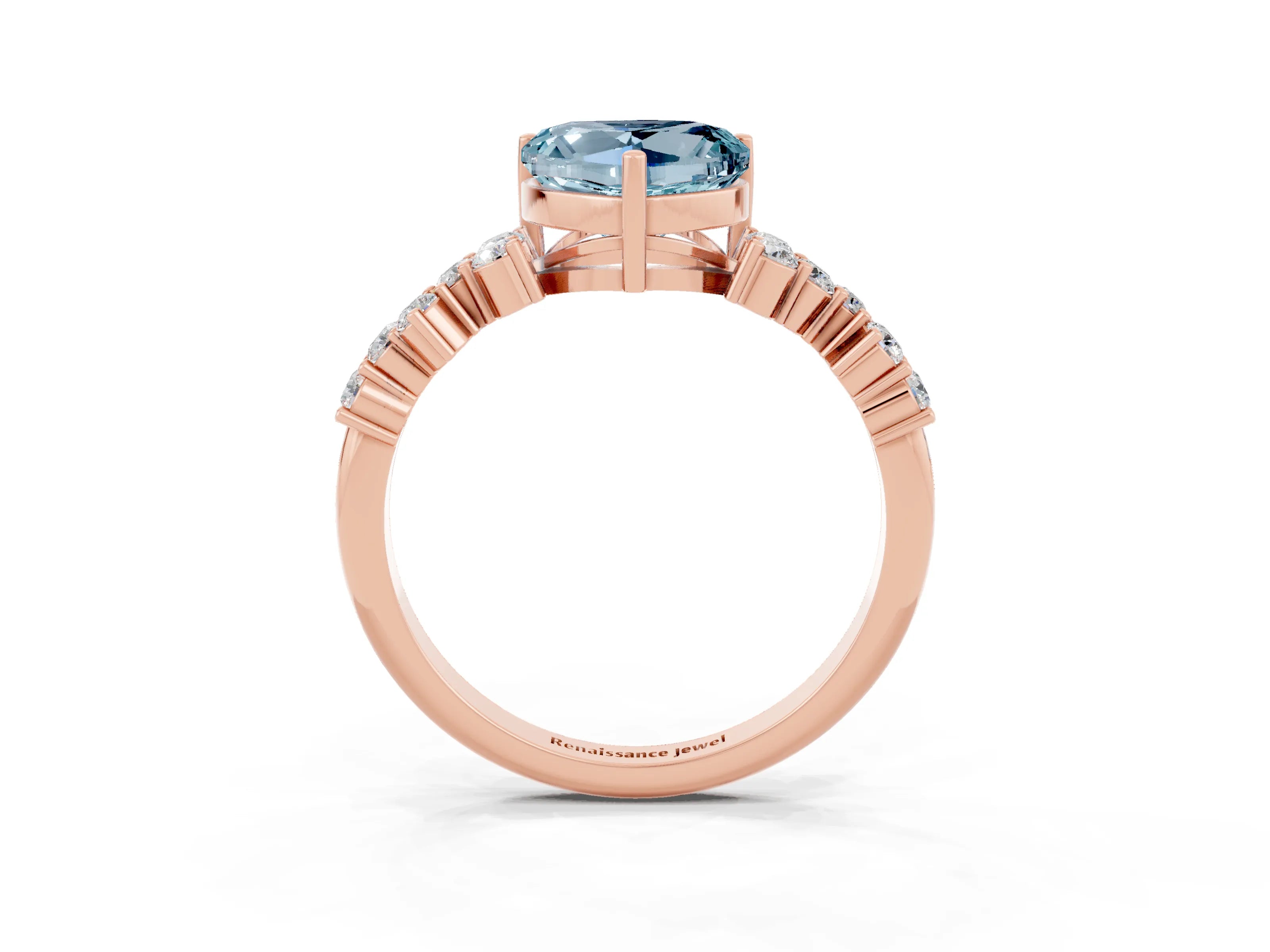 Rose gold Heart Cut Diamond Cluster Pavé Band with Four-Prong Setting_9