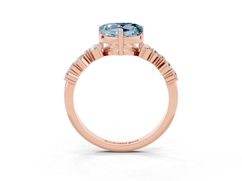 Rose gold Heart Cut Diamond Cluster Pavé Band with Four-Prong Setting_9