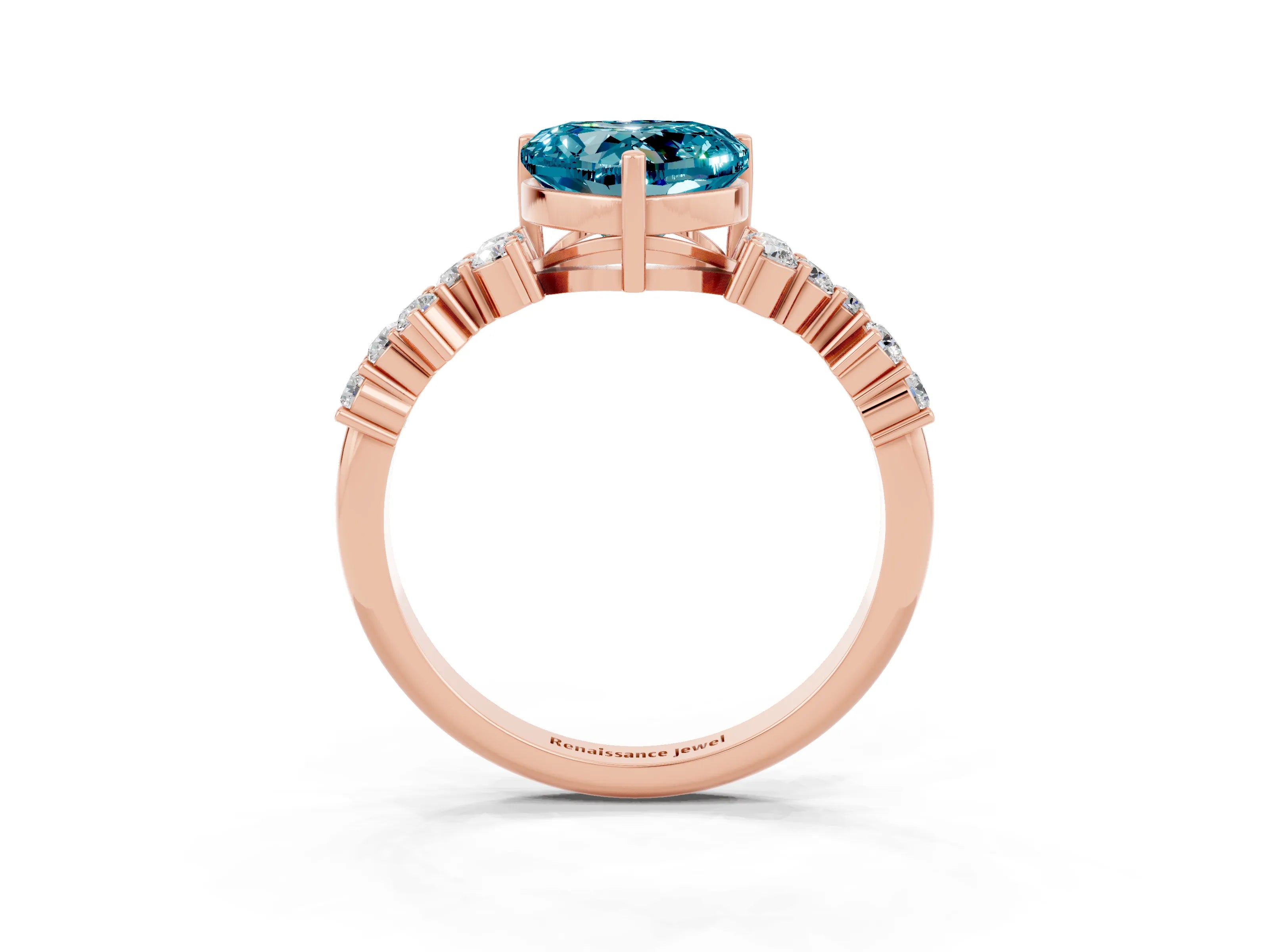 Rose gold Heart Cut Diamond Cluster Pavé Band with Four-Prong Setting_9