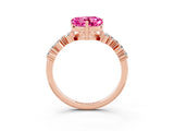 Rose gold Heart Cut Diamond Cluster Pavé Band with Four-Prong Setting_9