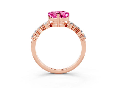 Rose gold Heart Cut Diamond Cluster Pavé Band with Four-Prong Setting_9