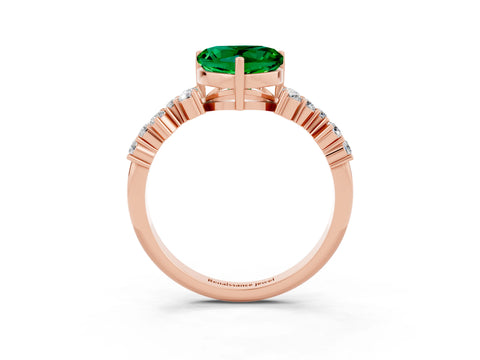 Rose gold Heart Cut Diamond Cluster Pavé Band with Four-Prong Setting_9