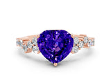 Rose gold Heart Cut Diamond Cluster Pavé Band with Four-Prong Setting