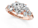 Rose gold Heart Cut Diamond Cluster Ring with Round Accent Stones and Prong Setting on a Classic Band_63