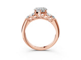 Rose gold Heart Cut Diamond Cluster Ring with Round Accent Stones and Prong Setting on a Classic Band_65