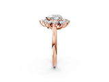 Rose gold Heart Cut Diamond Cluster Ring with Round and Baguette Stones, Split Shank Band, Prong Setting_17