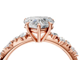 Rose gold Heart Cut Diamond Cluster Side Stone Solitaire Ring with Prong Setting_68