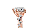 Rose gold Heart Cut Diamond Cluster Side Stone Solitaire Ring with Prong Setting_69