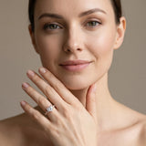 Rose gold Heart Cut Diamond Cluster Side Stone Solitaire Ring with Prong Setting_77