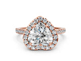 Rose gold Heart Cut Diamond Cushion Halo Ring with Pavé Band_15