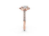 Rose gold Heart Cut Diamond Cushion Halo Ring with Pavé Band_17