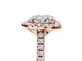 Rose gold Heart Cut Diamond Cushion Halo Ring with Pavé Band_20