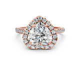 Rose gold Heart Cut Diamond Cushion Halo Ring with Pavé Band_3