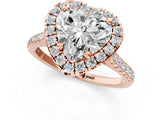 Rose gold Heart Cut Diamond Cushion Halo Ring with Pavé Band_4
