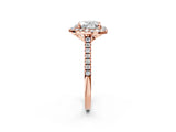 Rose gold Heart Cut Diamond Cushion Halo Ring with Pavé Band_5