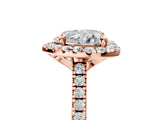 Rose gold Heart Cut Diamond Cushion Halo Ring with Pavé Band_8