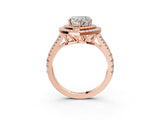 Rose gold Heart Cut Diamond Double Halo Ring with Pavé Band and Prong Setting_87