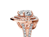 Rose gold Heart Cut Diamond Double Halo Ring with Pavé Band and Prong Setting_89