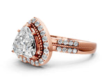 Rose gold Heart Cut Diamond Double Halo Ring with Split Shank and Four-Prong Setting_15
