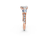 Rose gold Heart Cut Diamond Engagement Ring with Baguette Side Stones and Channel Set Band_22