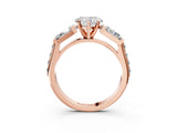 Rose gold Heart Cut Diamond Engagement Ring with Baguette Side Stones and Channel Set Band_23