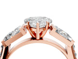 Rose gold Heart Cut Diamond Engagement Ring with Baguette Side Stones and Channel Set Band_24
