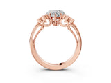 Rose gold Heart Cut Diamond Engagement Ring with Bezel Set Round Side Stones and Prong Setting_64