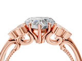 Rose gold Heart Cut Diamond Engagement Ring with Bezel Set Round Side Stones and Prong Setting_65