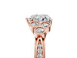 Rose gold Heart Cut Diamond Engagement Ring with Bezel Set Round Side Stones and Prong Setting_66