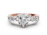 Rose gold Heart Cut Diamond Five-Stone Prong Set White Gold Ring_47