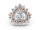 Rose gold Heart Cut Diamond Floral Double Halo Engagement Ring with Prong Setting_27