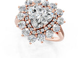 Rose gold Heart Cut Diamond Floral Double Halo Engagement Ring with Prong Setting_28