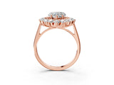 Rose gold Heart Cut Diamond Floral Double Halo Engagement Ring with Prong Setting_30