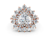 Rose gold Heart Cut Diamond Floral Double Halo Engagement Ring with Prong Setting_63