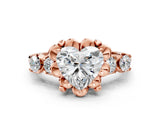 Rose gold Heart Cut Diamond Floral Halo Engagement Ring with Shared Prong Setting 1