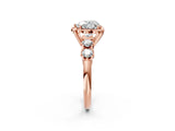 Rose gold Heart Cut Diamond Floral Halo Engagement Ring with Shared Prong Setting 3