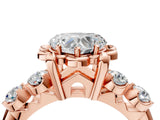Rose gold Heart Cut Diamond Floral Halo Engagement Ring with Shared Prong Setting 5