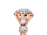 Rose gold Heart Cut Diamond Floral Halo Engagement Ring with Shared Prong Setting