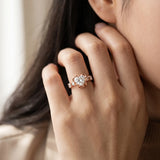 Rose gold Heart Cut Diamond Floral Halo Engagement Ring with Shared Prong Setting_14