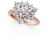 Rose gold Heart Cut Diamond Floral Halo Pave Band with Prong Setting_38