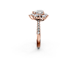 Rose gold Heart Cut Diamond Floral Halo Pave Band with Prong Setting_39