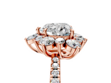 Rose gold Heart Cut Diamond Floral Halo Pave Band with Prong Setting_42