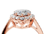 Rose gold Heart Cut Diamond Floral Halo Ring with Pavé Band and Prong Setting_7