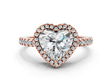 Rose gold Heart Cut Diamond Halo Engagement Ring with Pavé Band and Prong Setting_27