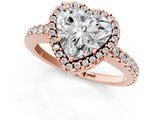 Rose gold Heart Cut Diamond Halo Engagement Ring with Pavé Band and Prong Setting_28