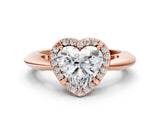 Rose gold Heart Cut Diamond Halo Engagement Ring with Split Shank and Four-Prong Setting_92
