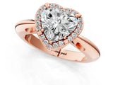 Rose gold Heart Cut Diamond Halo Engagement Ring with Split Shank and Four-Prong Setting_93