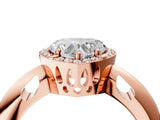 Rose gold Heart Cut Diamond Halo Engagement Ring with Split Shank and Four-Prong Setting_96